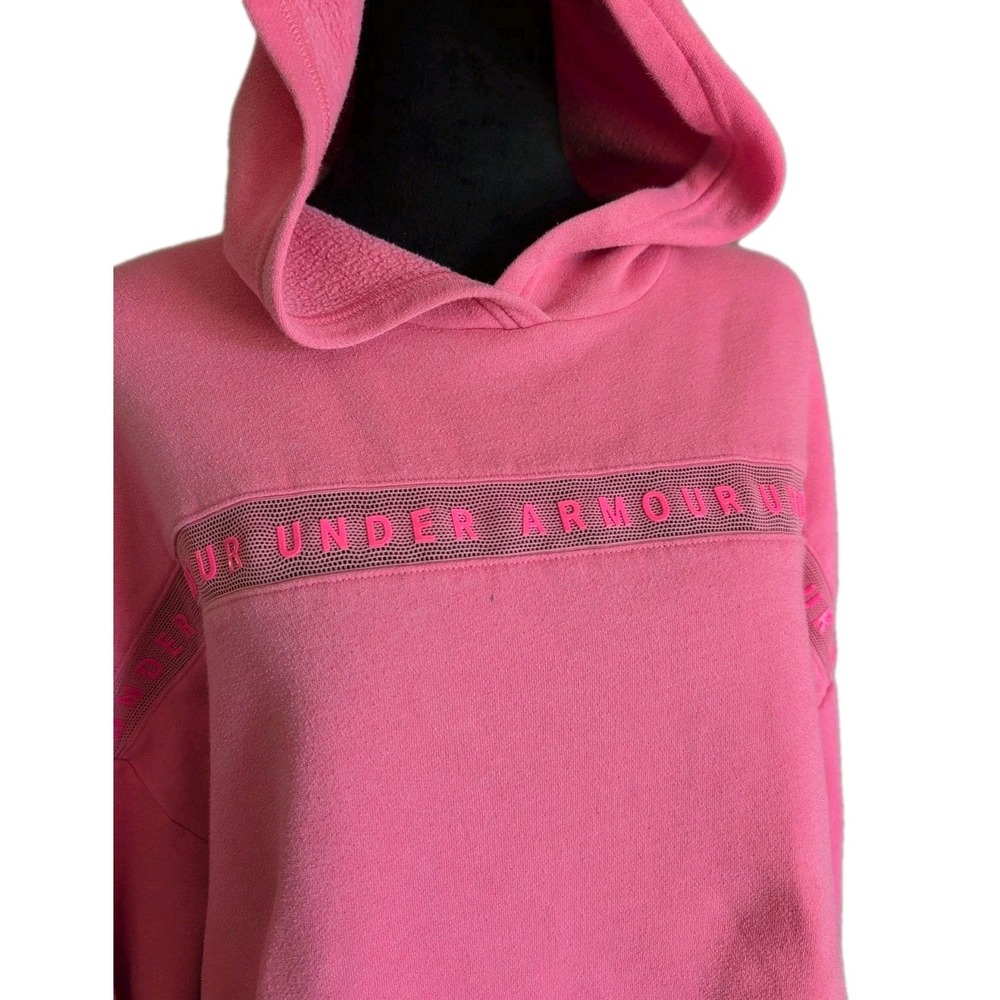 Under Armour Women's Long Sleeve Crop Waist Hoodie Sweatshirt Pink Sz Small